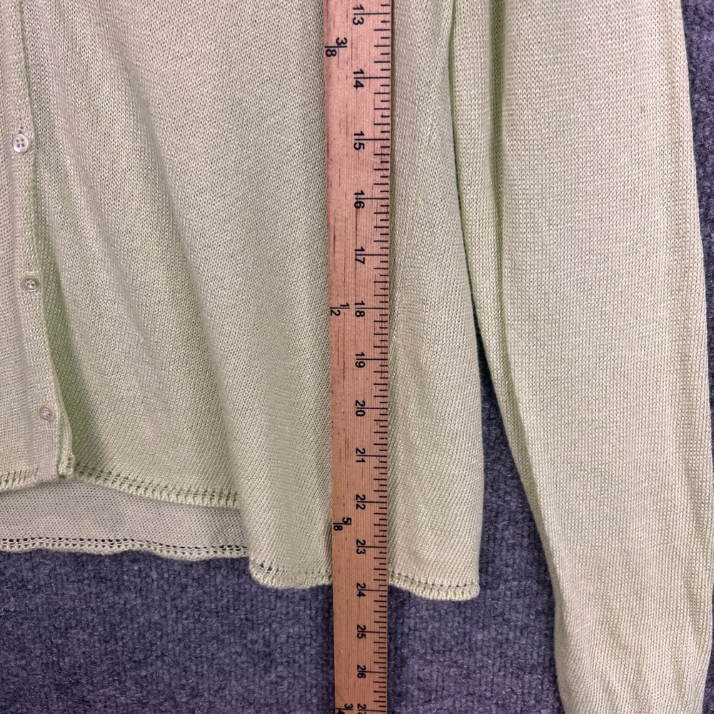 Eileen Fisher Petite‎ Cardigan Sweater Knit Button Up V Neck Green Linen Blend L - Picture 5 of 9